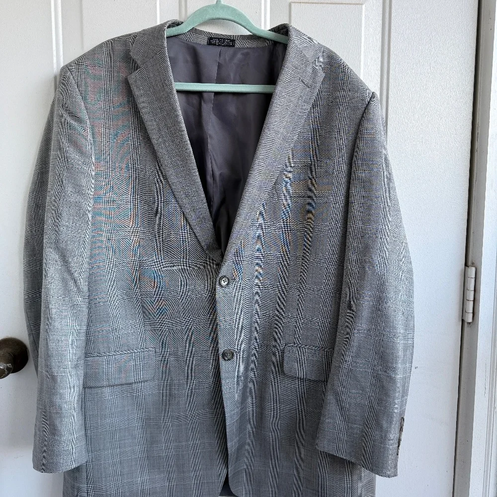 Jones New York | Men’s Wool Plaid Blazer | Size 44L‎ | Gray